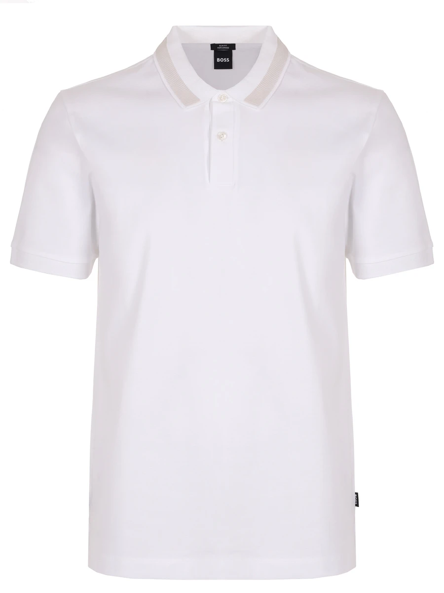 Поло Slim Fit хлопковое BOSS 50531791/100 Белый 