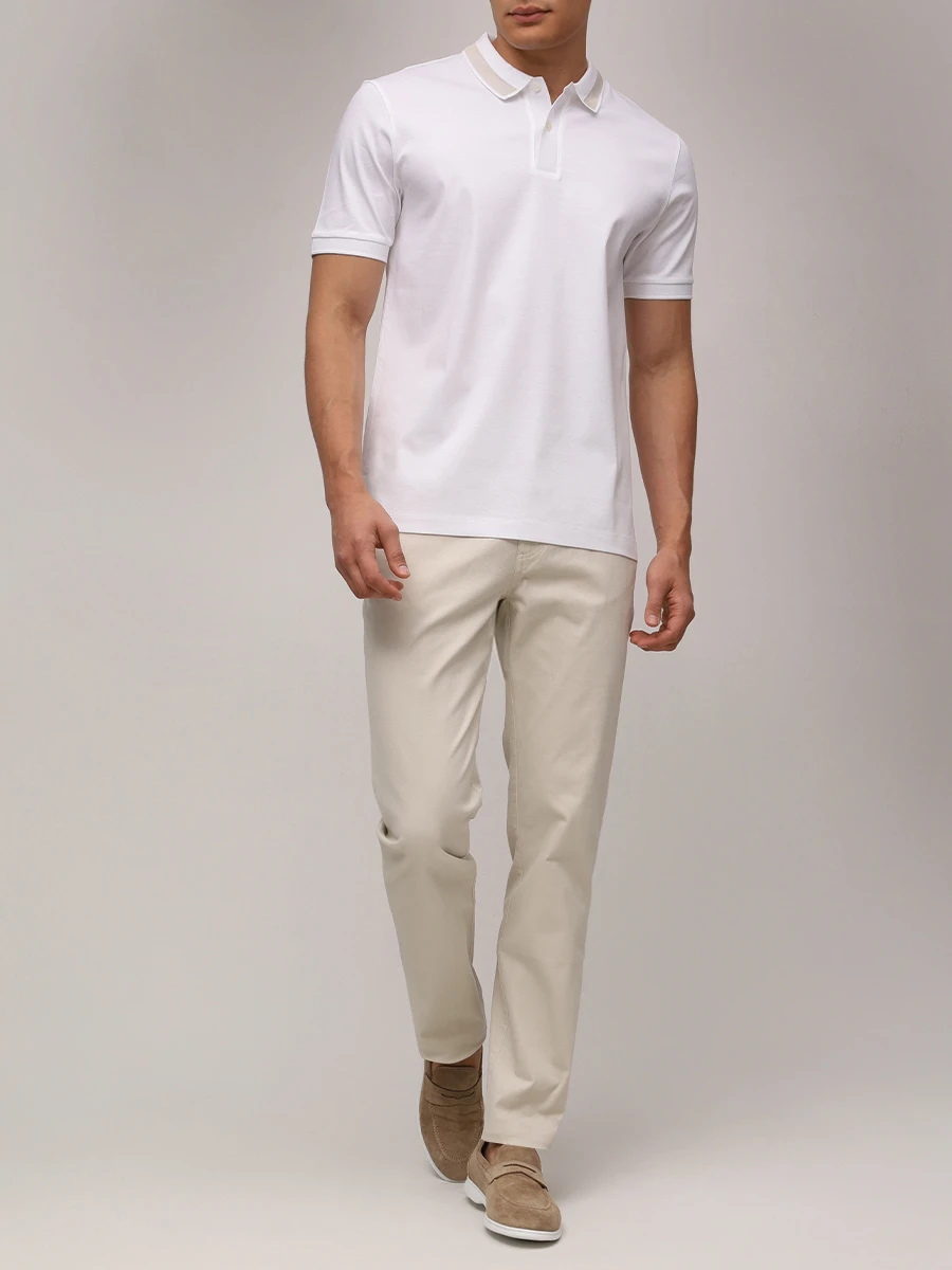 Поло Slim Fit хлопковое BOSS 50531791/100 Белый  Фото 2