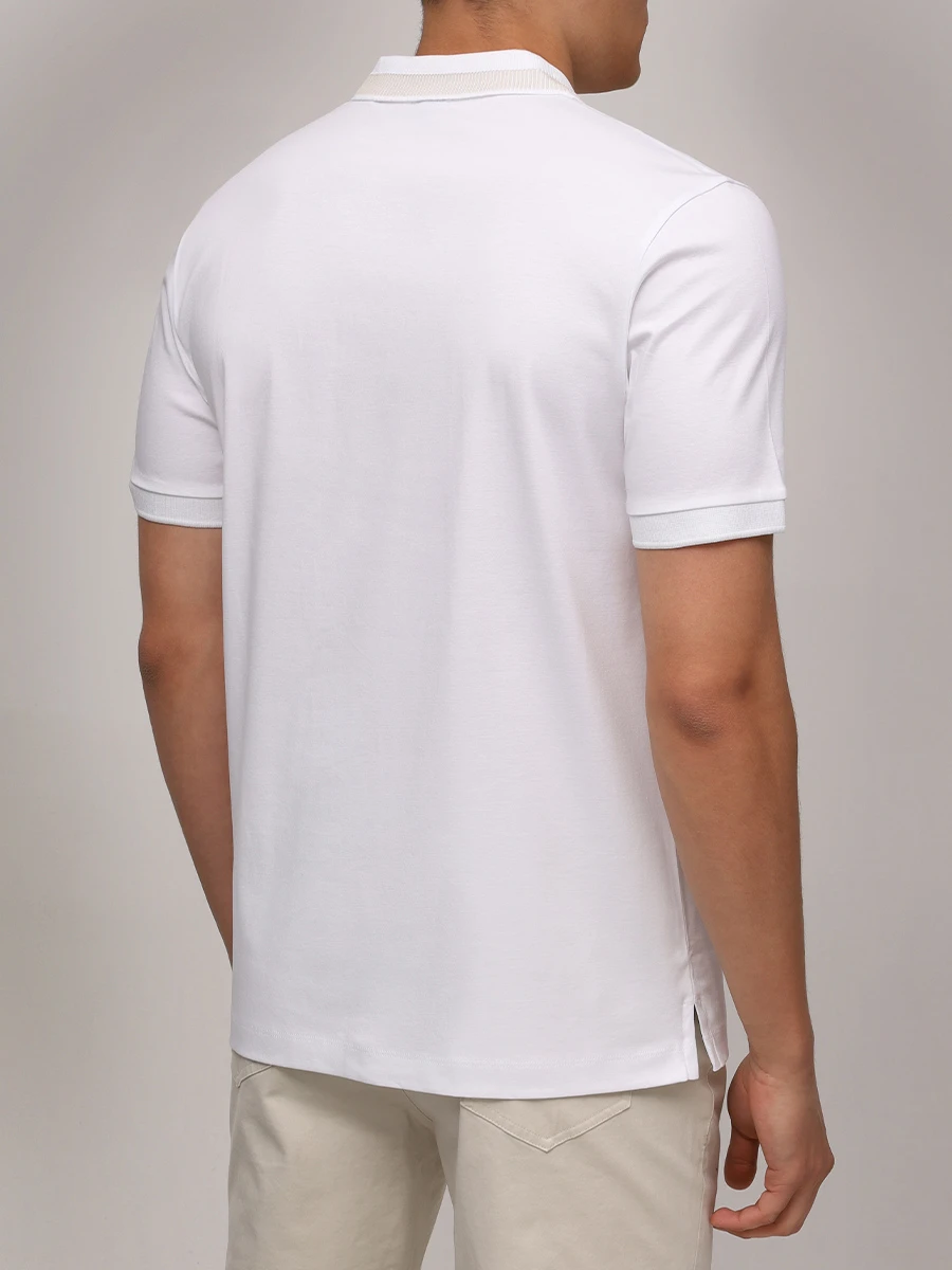 Поло Slim Fit хлопковое BOSS 50531791/100 Белый  Фото 3