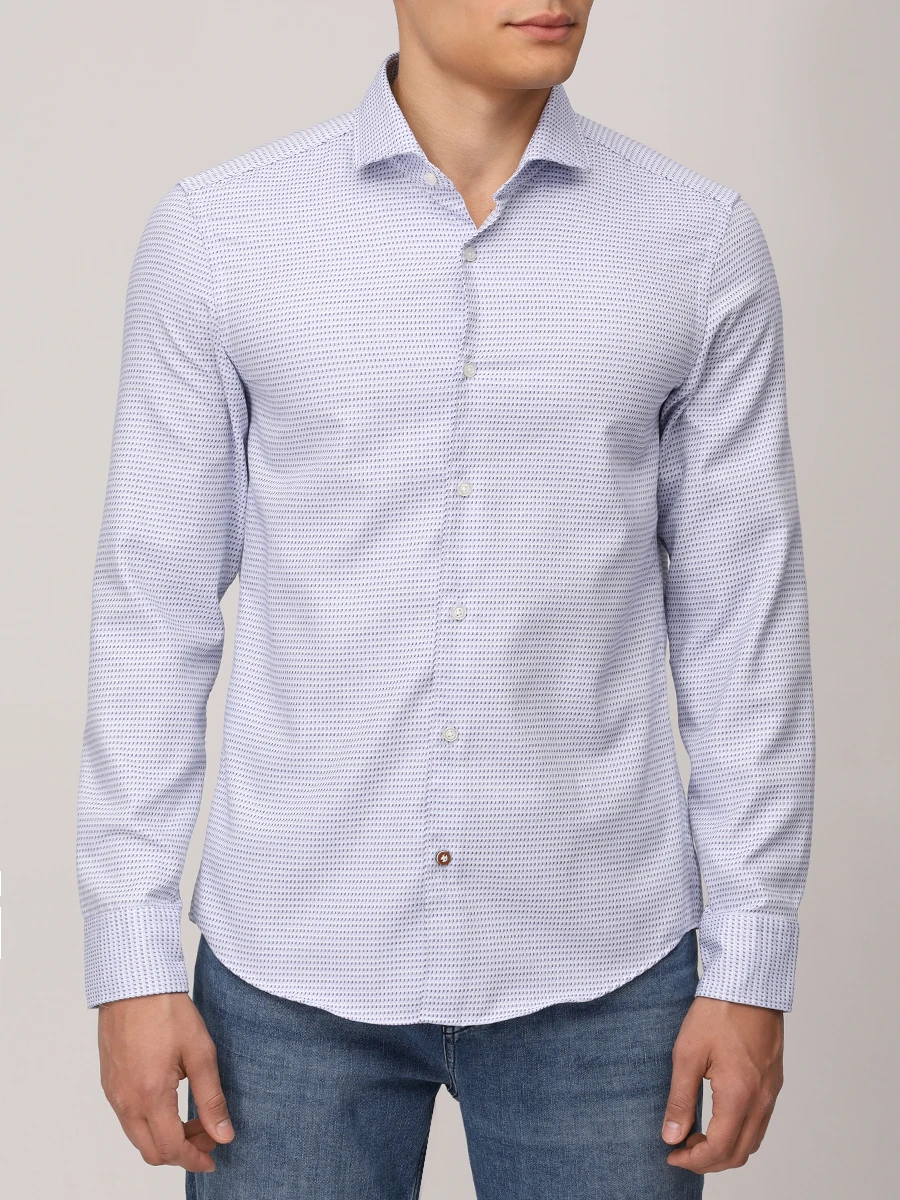 Рубашка Casual Fit хлопковая BOSS 50533712/425 Голубой  Фото 4