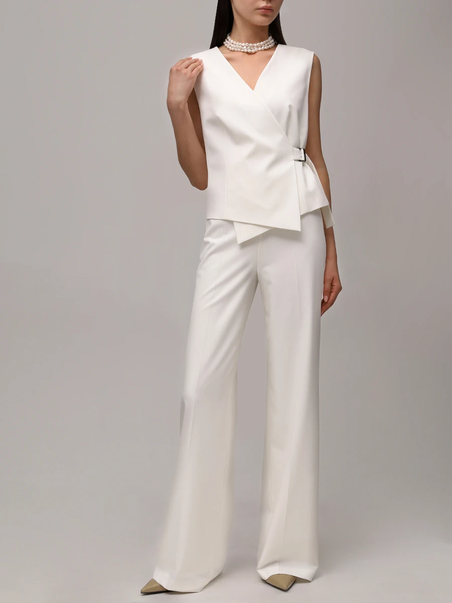 Жилет однотонный VASSA&CO V254586-1223C12 (170) Белый  Фото 2