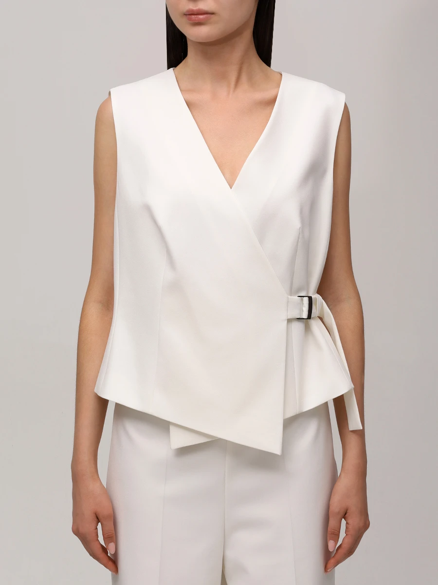 Жилет однотонный VASSA&CO V254586-1223C12 (170) Белый  Фото 4