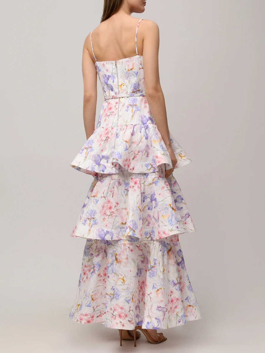 Платье льняное YVON EUSTOMA Ирисы Белый  Фото 3