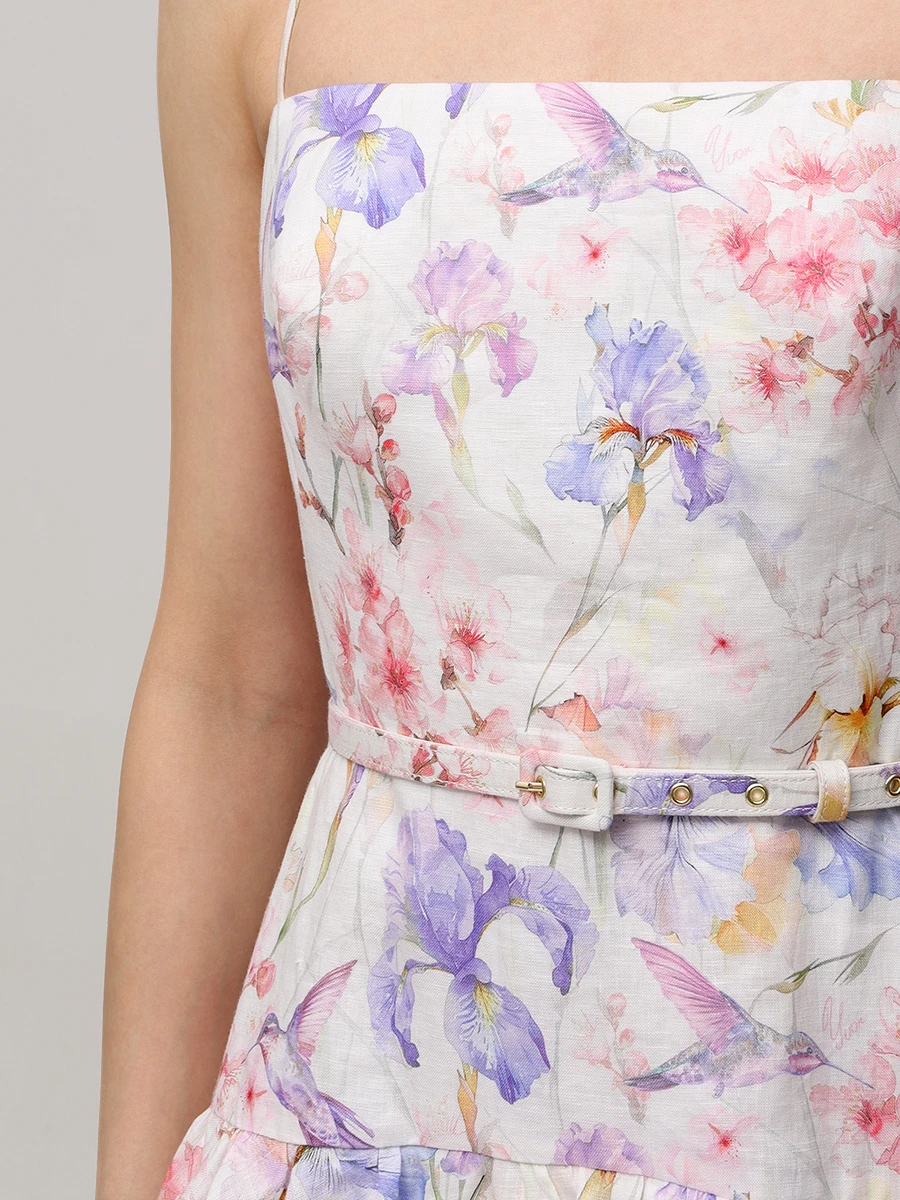 Платье льняное YVON EUSTOMA Ирисы Белый  Фото 5