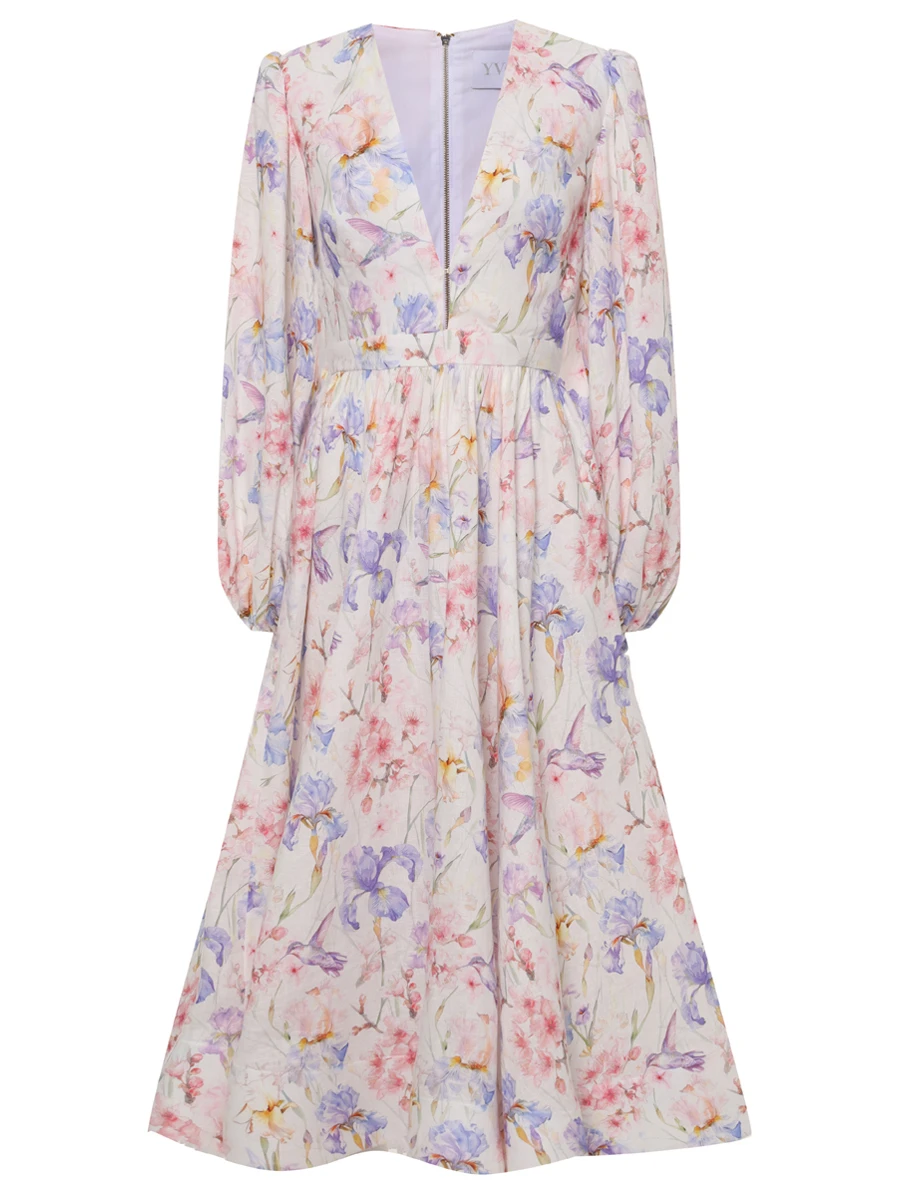 

Платье льняное Anemone, Белый, ANEMONE MAXI Ирисы