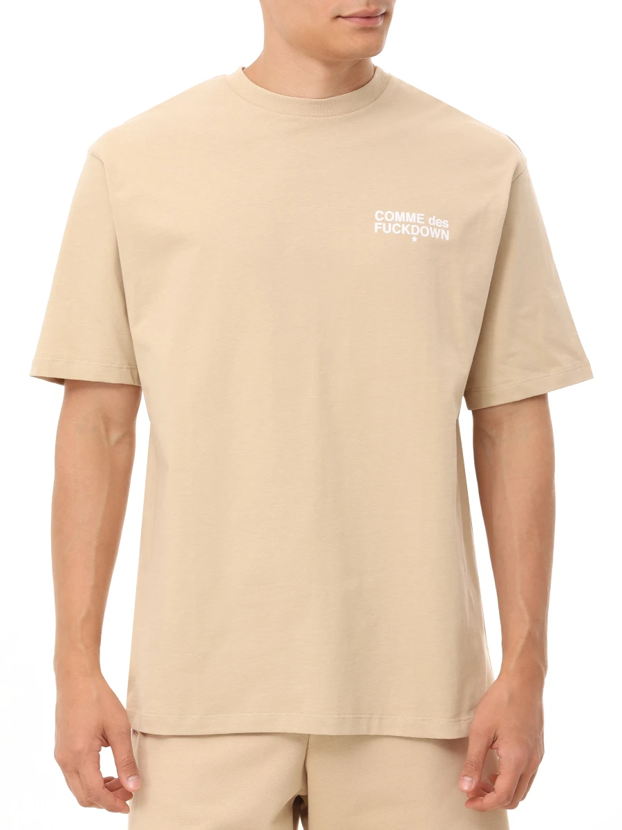 Футболка хлопковая COMME DES FUCKDOWN CFABM01509 SAFARI Бежевый  Фото 4