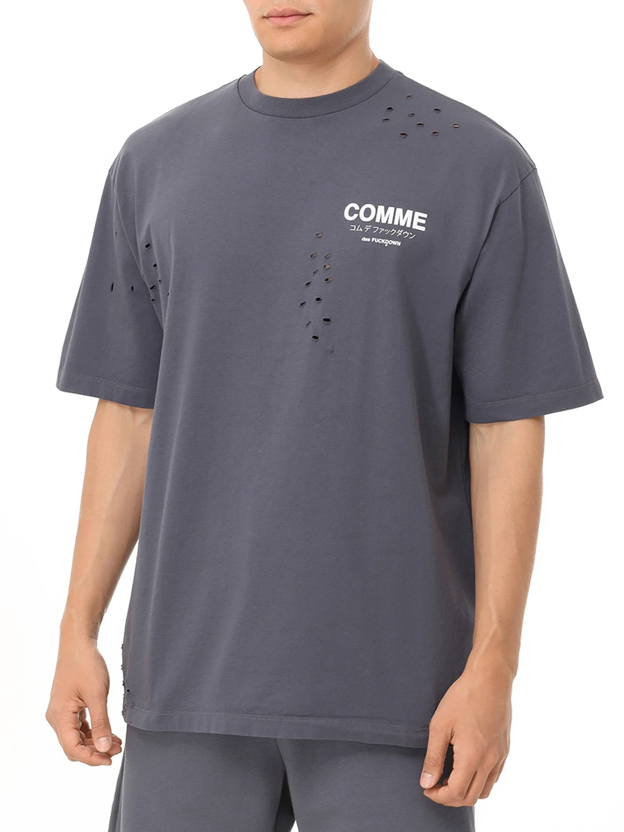 Футболка хлопковая COMME DES FUCKDOWN CFABM01532 FERRO Темно - Серый  Фото 4