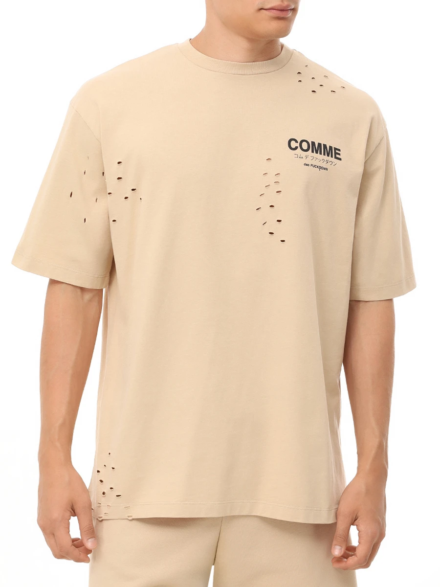 Футболка хлопковая COMME DES FUCKDOWN CFABM01532 SAFARI Бежевый  Фото 4
