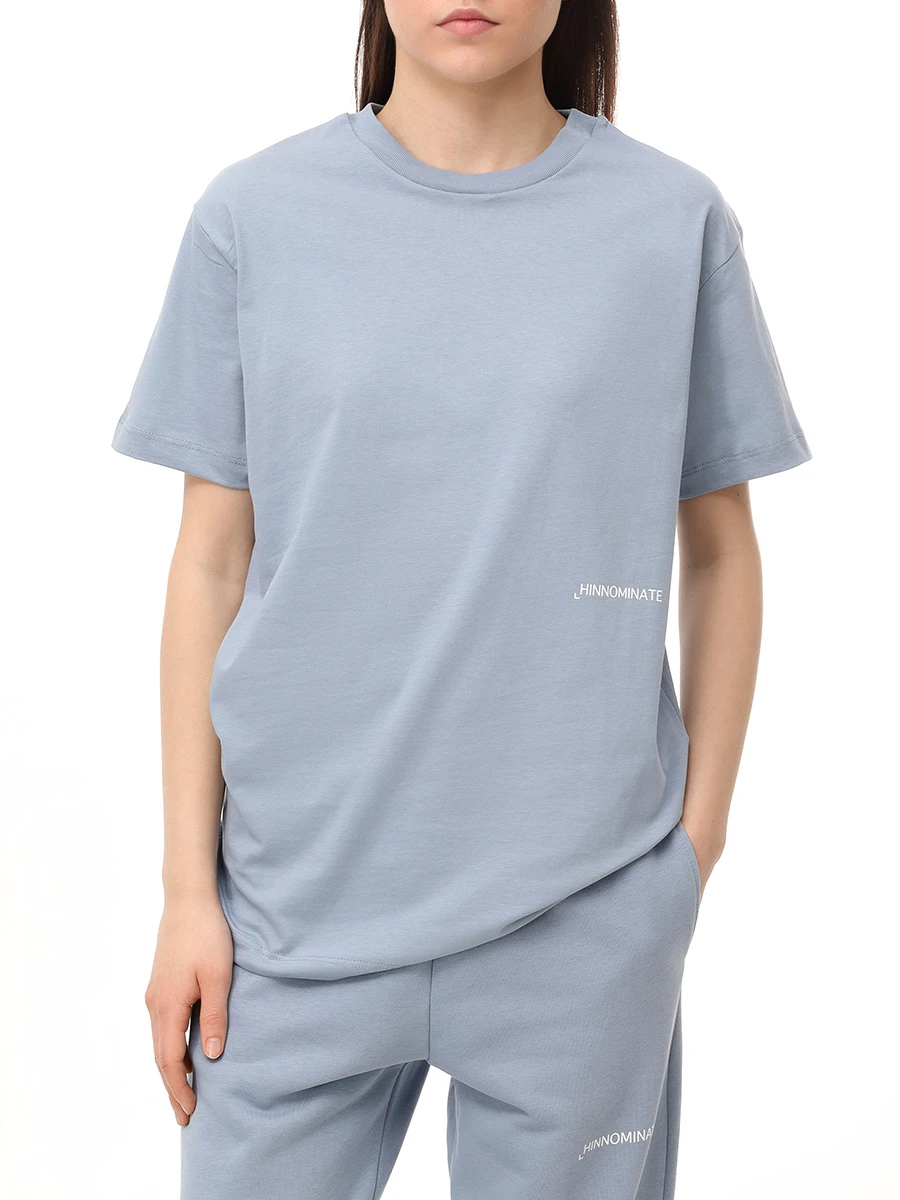 Футболка хлопковая HINNOMINATE HMABW01406 AZZURRO POLVERE Голубой  Фото 4