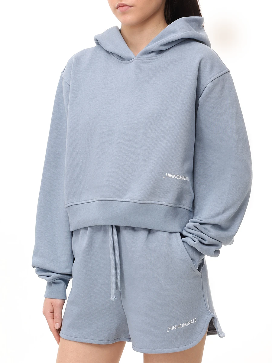Худи хлопковое HINNOMINATE HMABW01402 AZZURRO POLVERE Синий  Фото 4