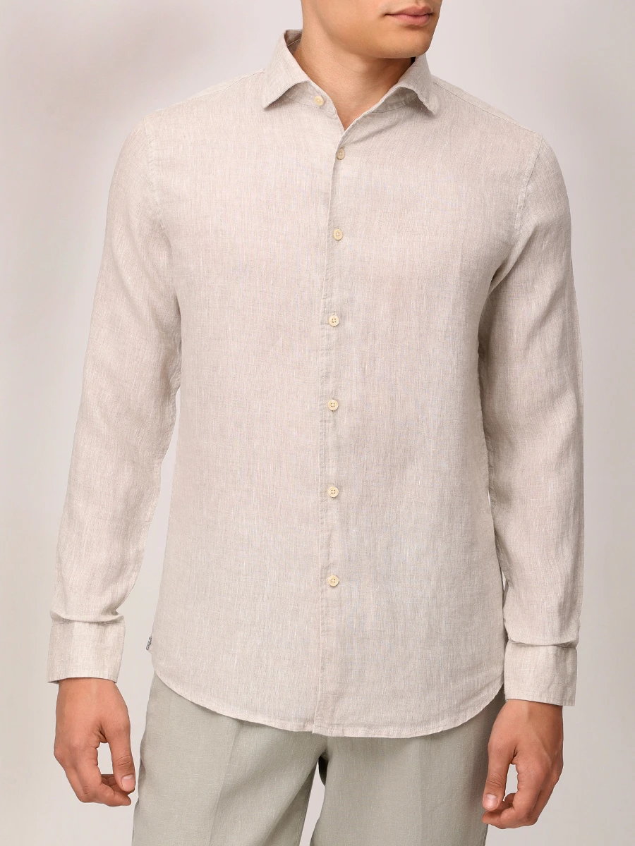 Рубашка Slim Fit льняная PAUL TAYLOR PT7CA L001 100 Бежевый  Фото 4