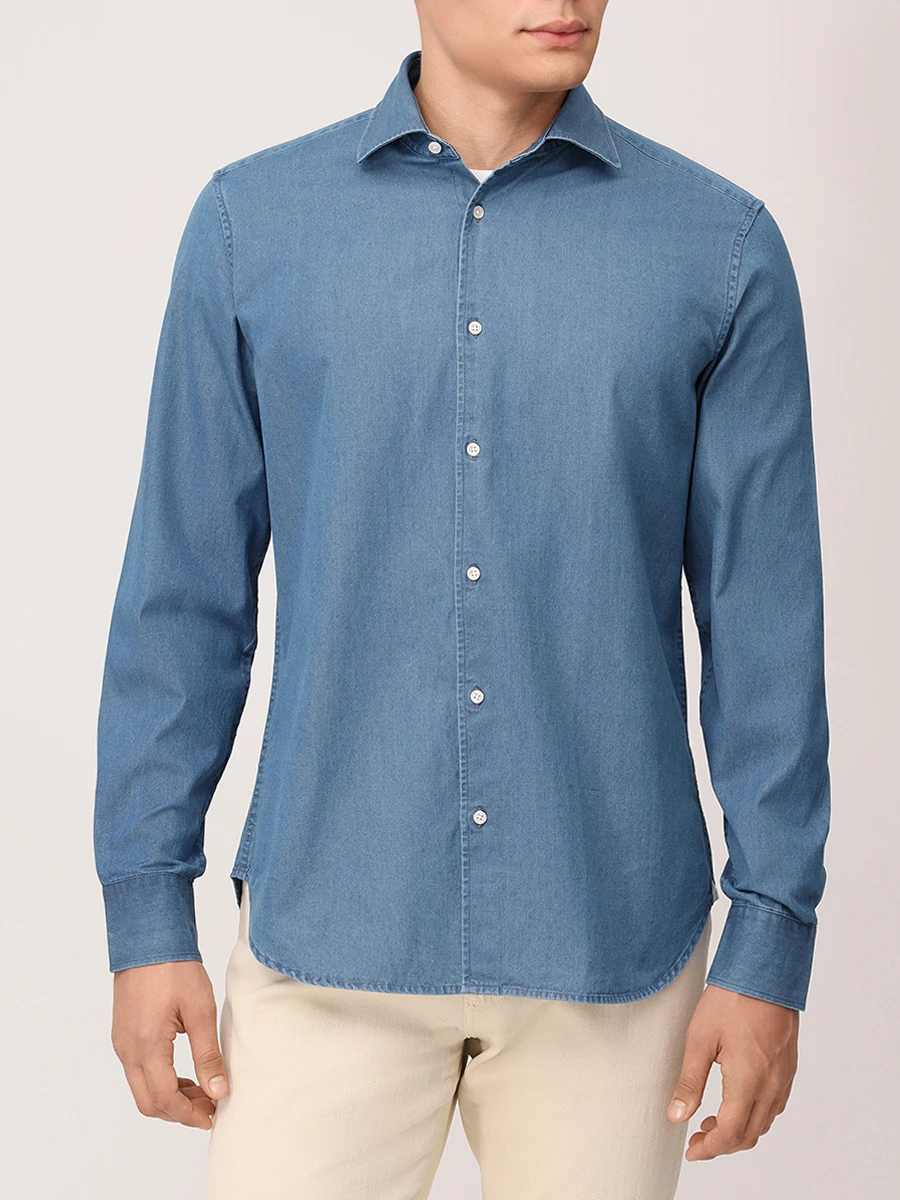 Рубашка Slim Fit хлопковая PAUL TAYLOR PT7CA A001 600 Синий  Фото 4