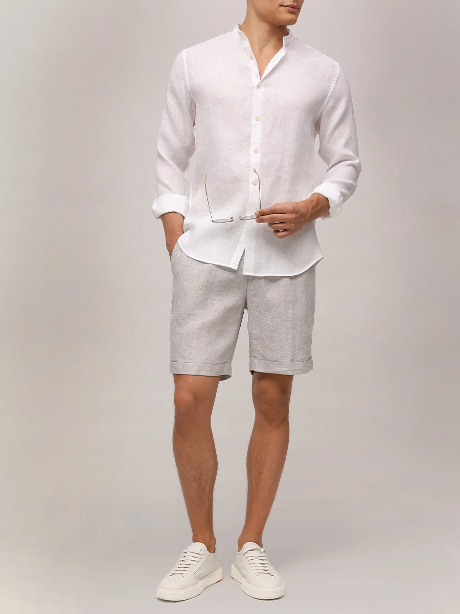 Рубашка Slim Fit льняная PAUL TAYLOR PT7CA L012 001 Белый  Фото 2