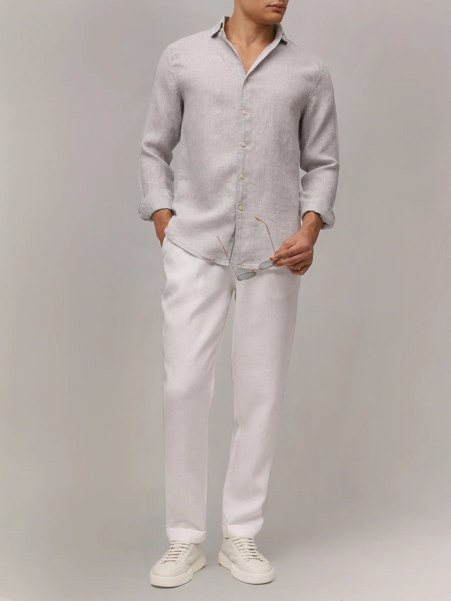 Рубашка Slim Fit льняная PAUL TAYLOR PT7CA L001 500 Серый  Фото 2