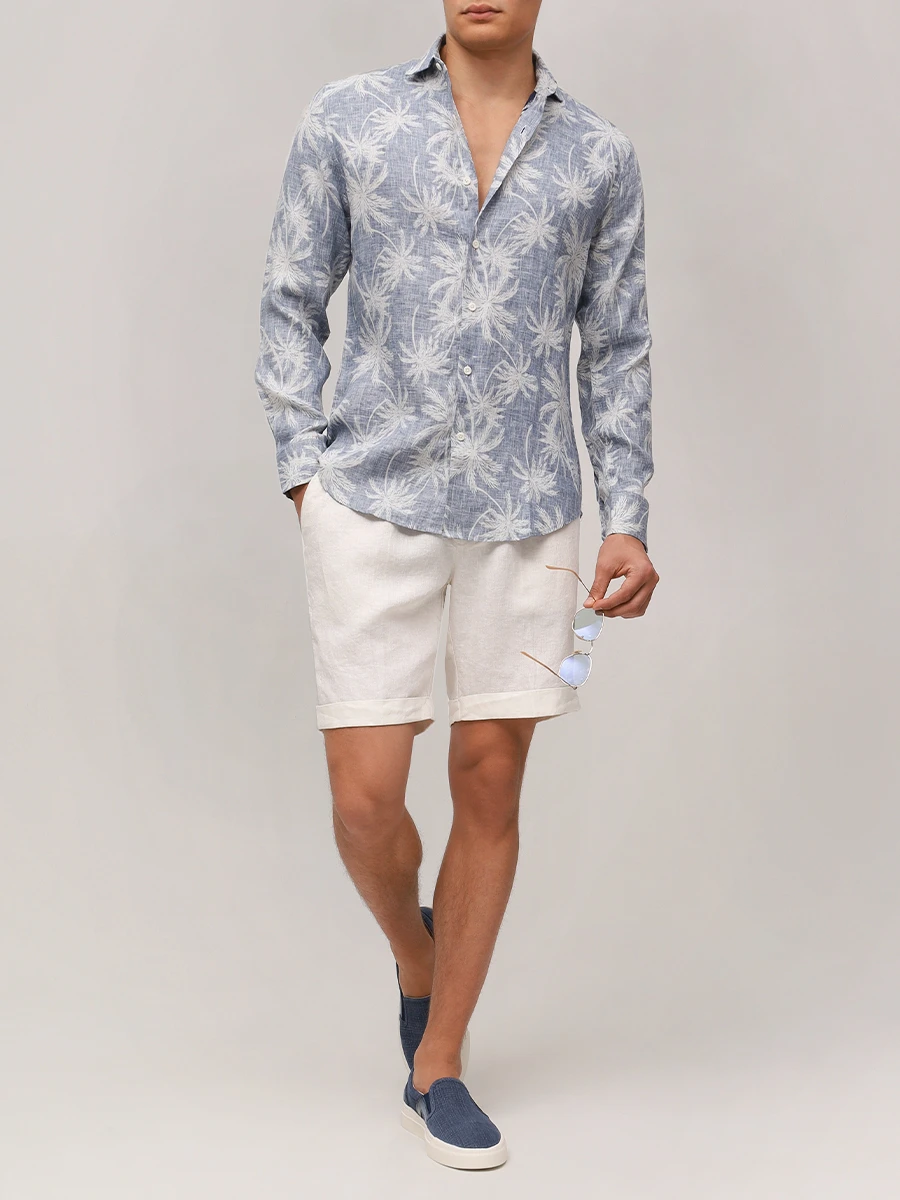Рубашка Slim Fit льняная PAUL TAYLOR PT7CA L014 600 Белый  Фото 2
