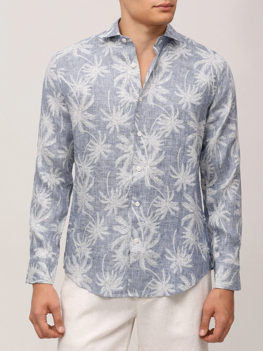 Рубашка Slim Fit льняная PAUL TAYLOR PT7CA L014 600 Белый  Фото 4