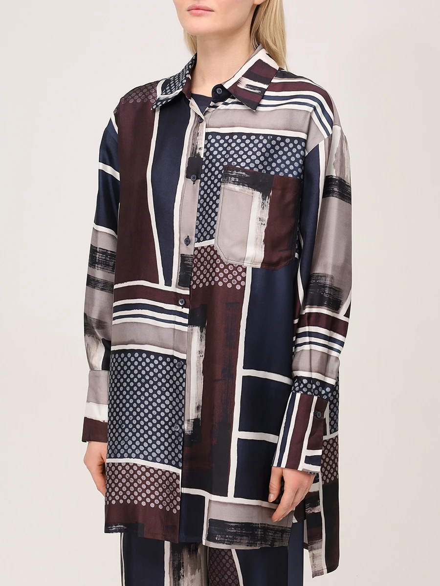 Рубашка шелковая LORENA ANTONIAZZI E2553CA81A/4916 1019 Темно- Синий  Фото 4