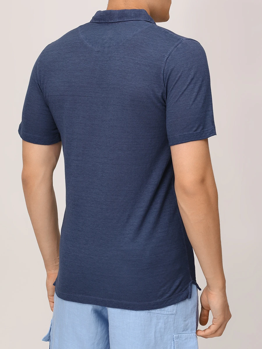 Поло льняное 120% LINO 32ALIM79GF/S0025F Синий  Фото 3