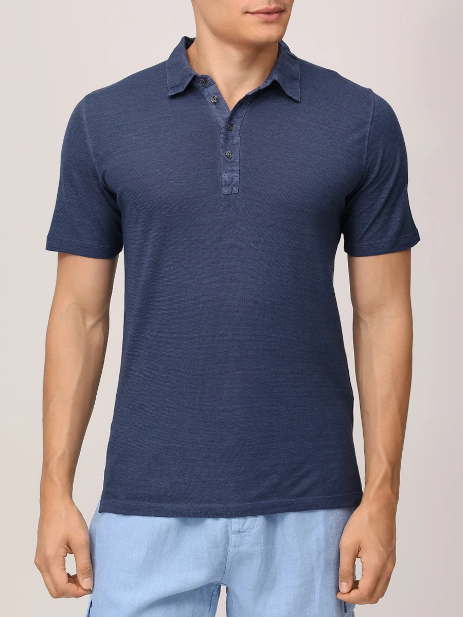 Поло льняное 120% LINO 32ALIM79GF/S0025F Синий  Фото 4