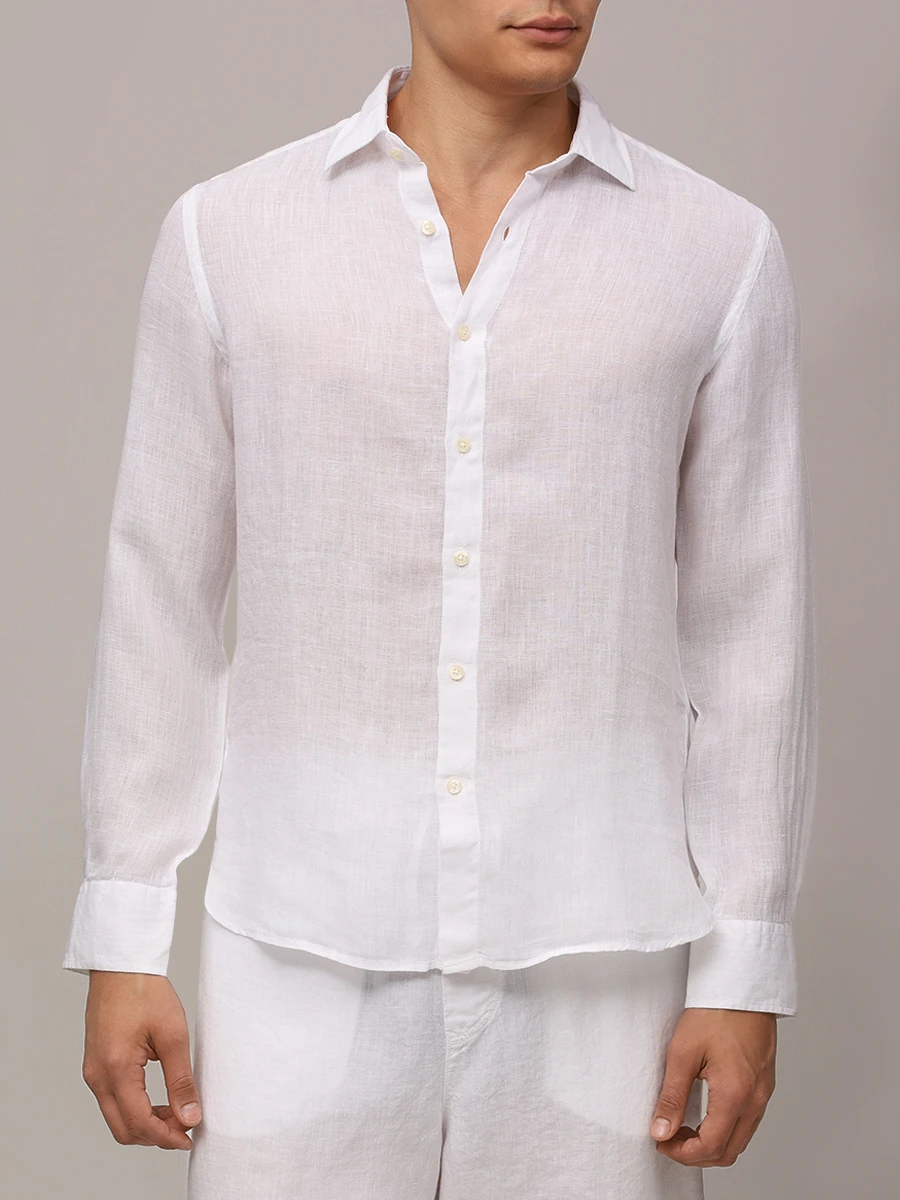 Рубашка льняная 120% LINO 32ALIM1PJL/000050/SF Белый  Фото 4