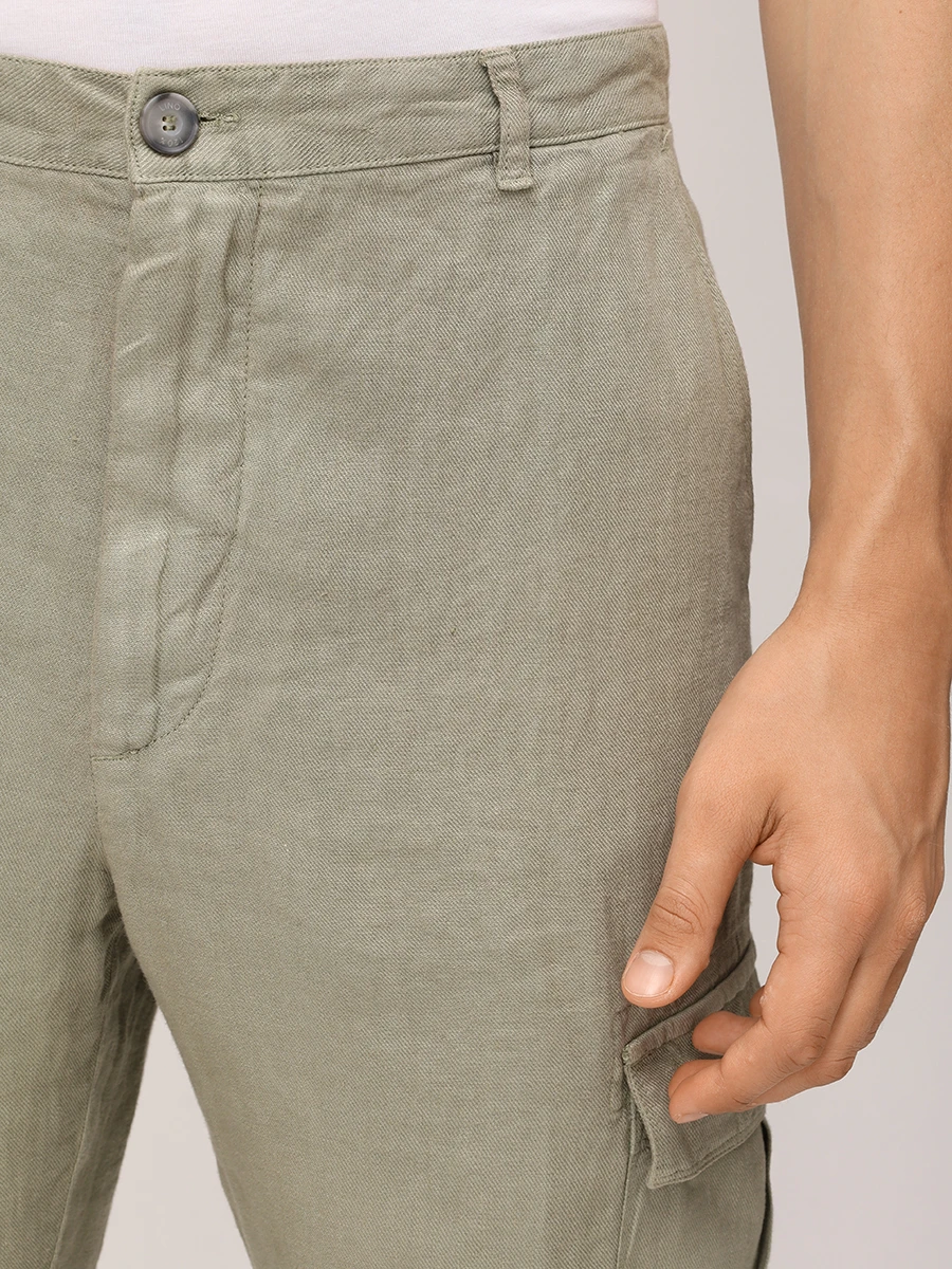 

Брюки-карго льняные, Зеленый, 32ALIM29DX/000035