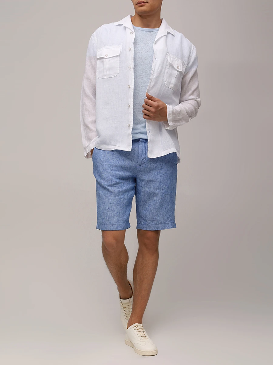 Рубашка льняная 120% LINO 32ALIM19QB/000050 Белый  Фото 2