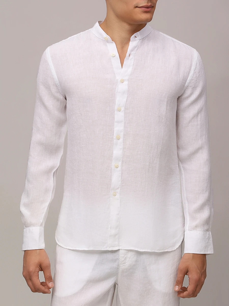 Рубашка льняная 120% LINO 32ALIM1159//000050/SF Белый  Фото 4