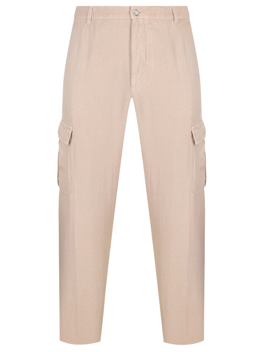 

Брюки-карго льняные, Бежевый, 32ALIM29DX/000096