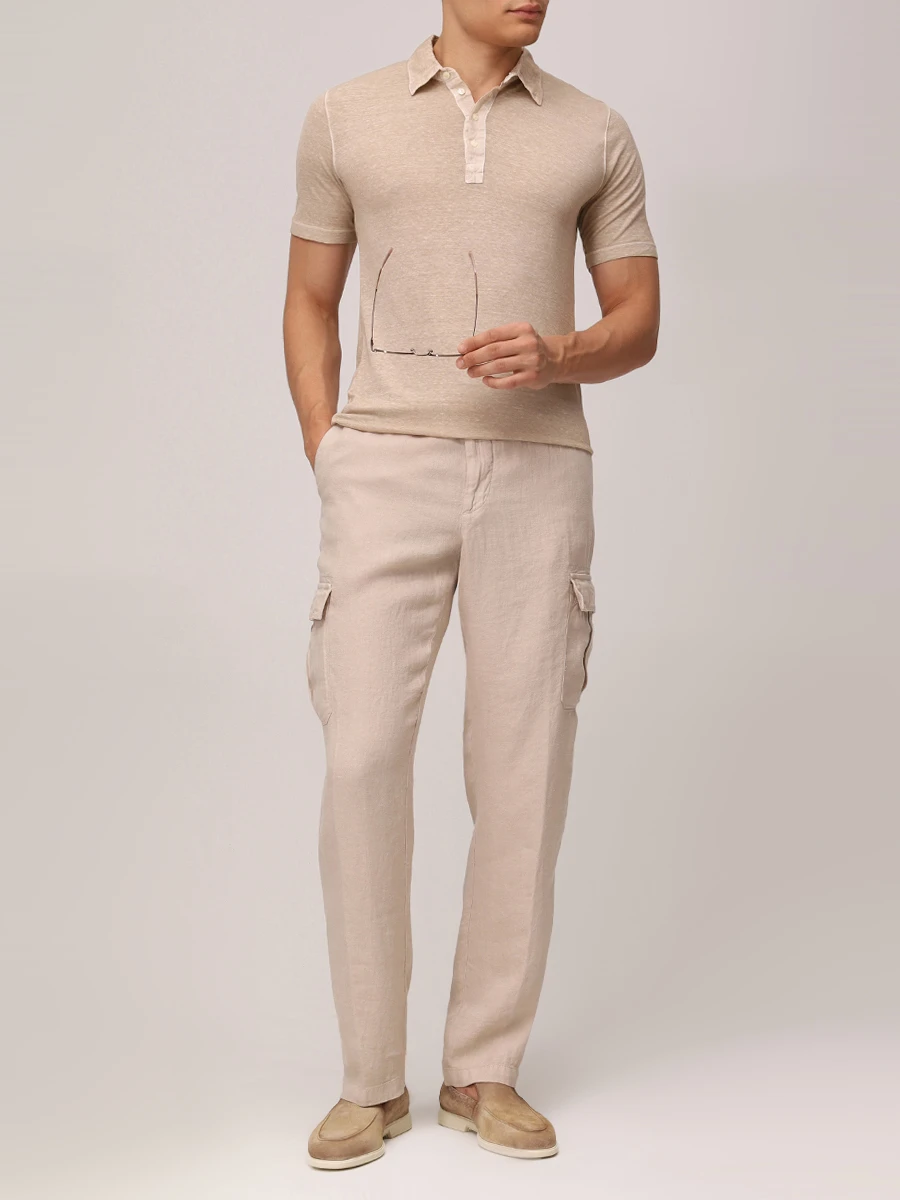 Поло льняное 120% LINO 32ALIM79GF/000095 Бежевый  Фото 2