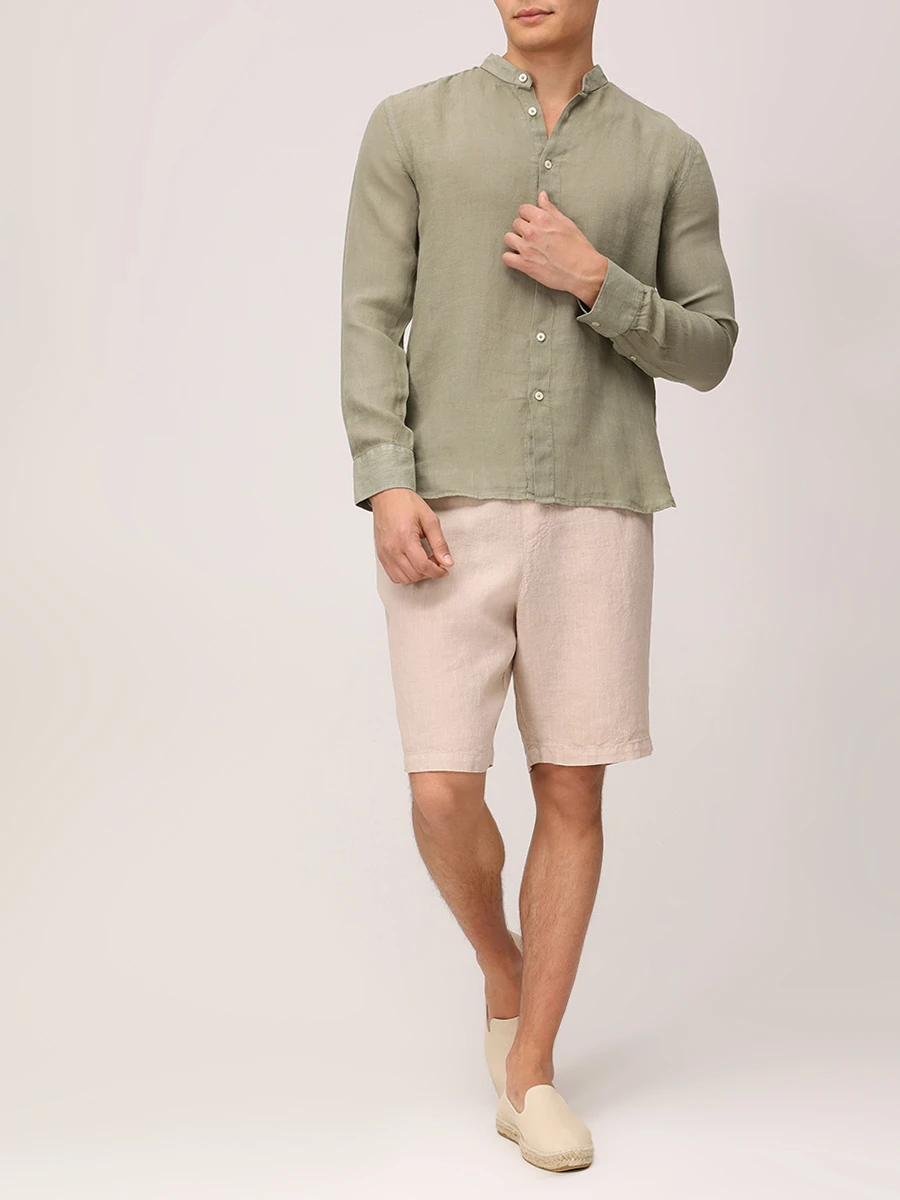 Рубашка льняная 120% LINO 32ALIM1159//000035/SF Зеленый  Фото 2