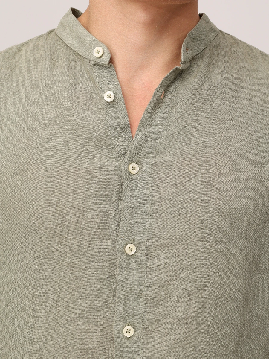 Рубашка льняная 120% LINO 32ALIM1159//000035/SF Зеленый  Фото 5