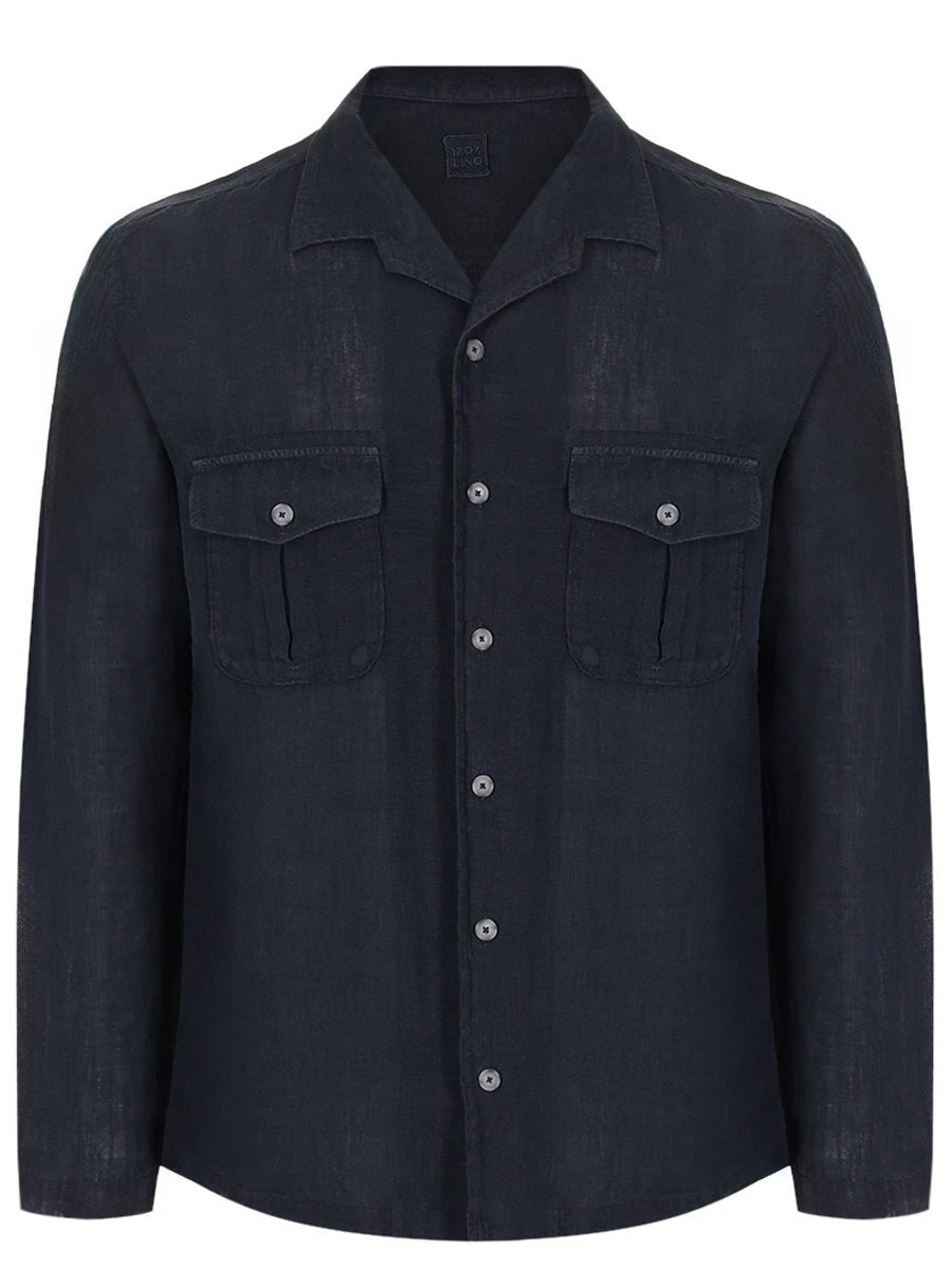 

Рубашка льняная, Синий, 32ALIM19QB/000028 Темно-