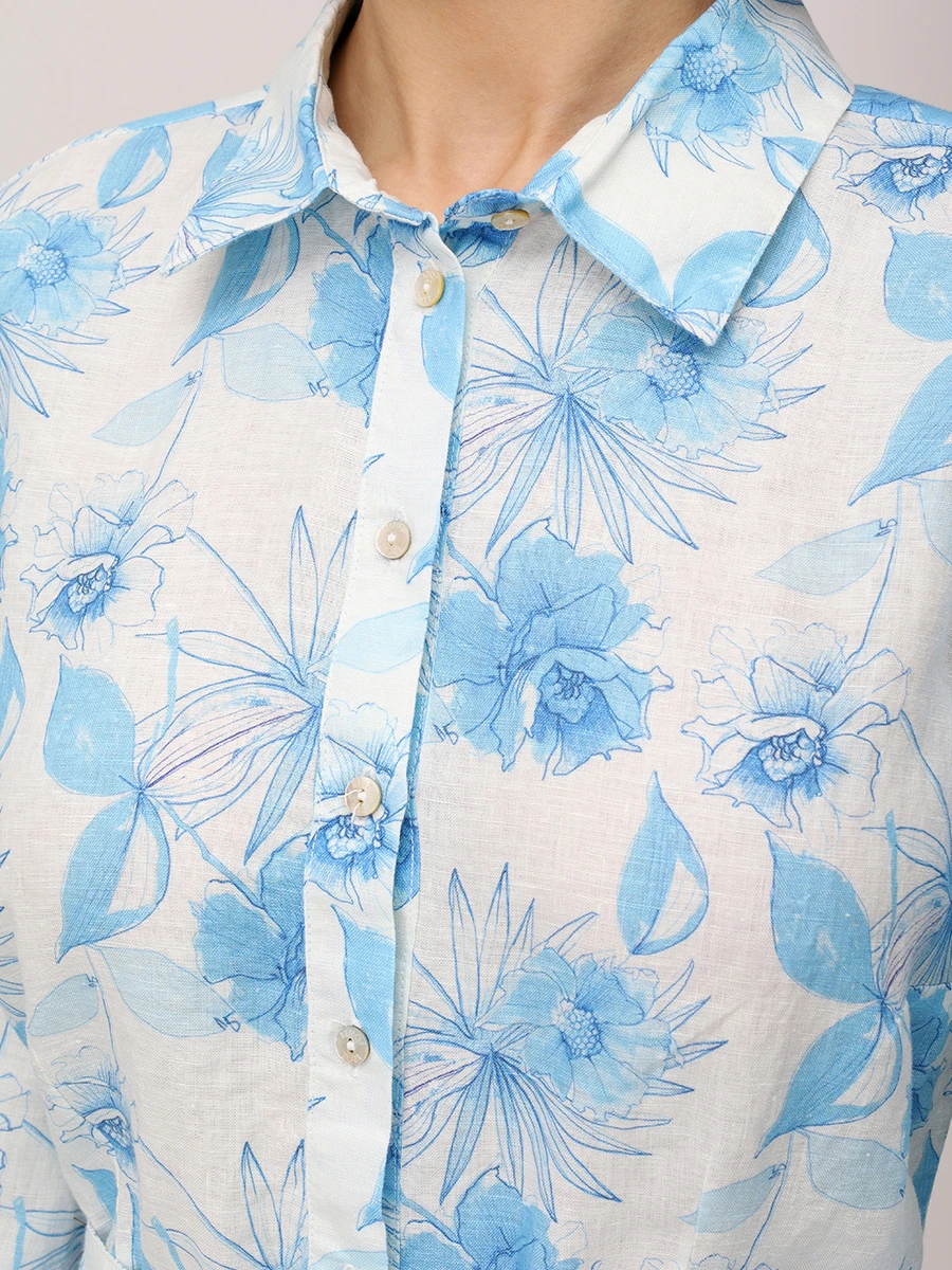 

Платье льняное, Принт, 32ALIW49AN/000G358