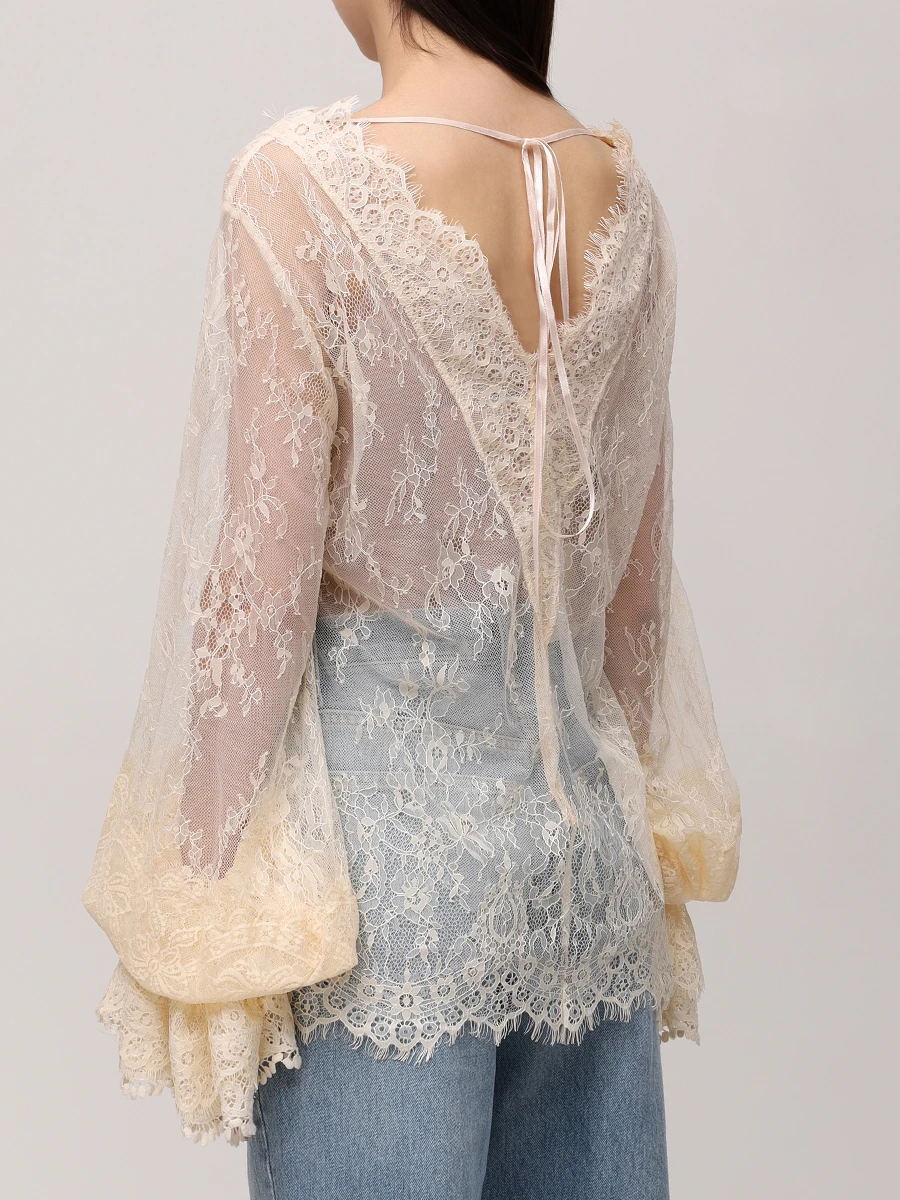 

Блуза кружевная, Бежевый, LA_1111SS25