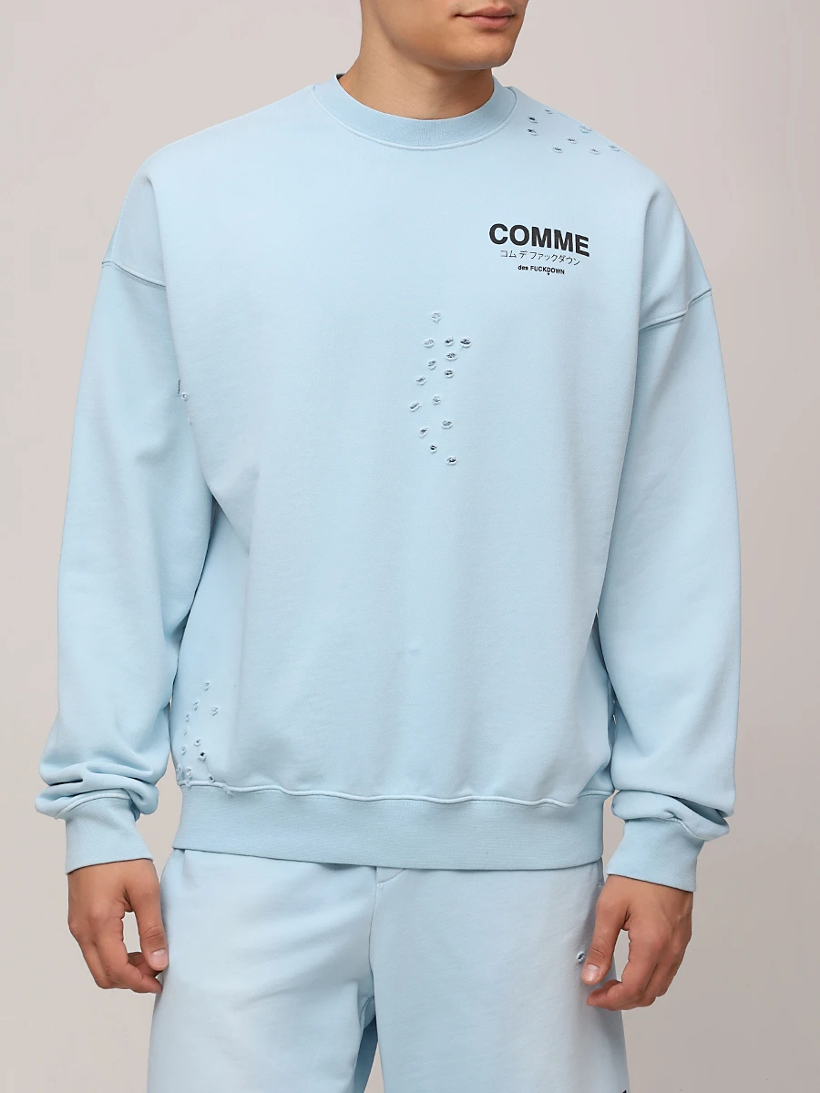 Толстовка хлопковая COMME DES FUCKDOWN CFABM01531 CIELO Голубой  Фото 4
