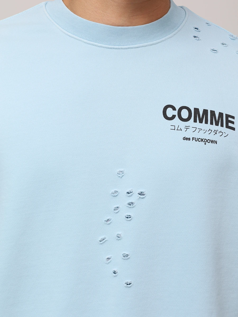 Толстовка хлопковая COMME DES FUCKDOWN CFABM01531 CIELO Голубой  Фото 5