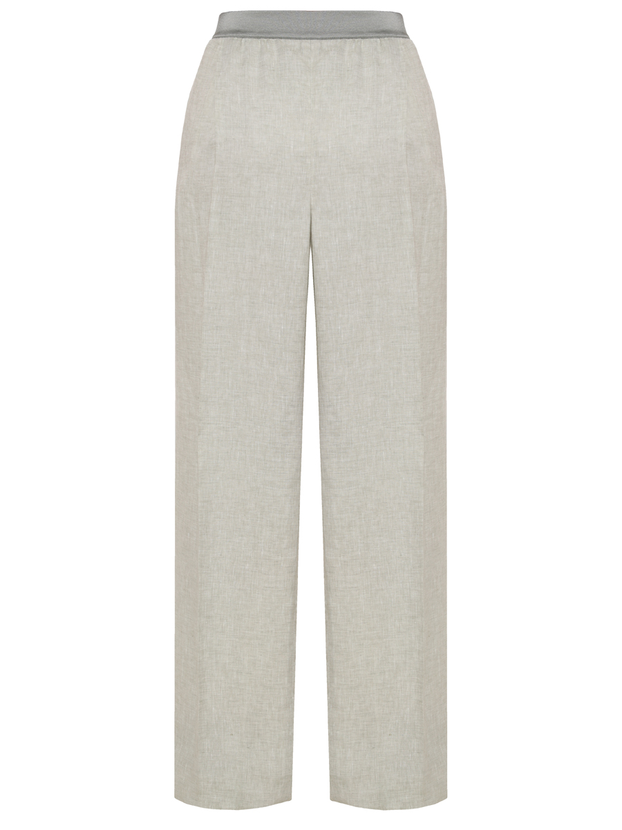 Брюки льняные AGNONA T70608-Y-U3039 Z05 Зеленый  Фото 2