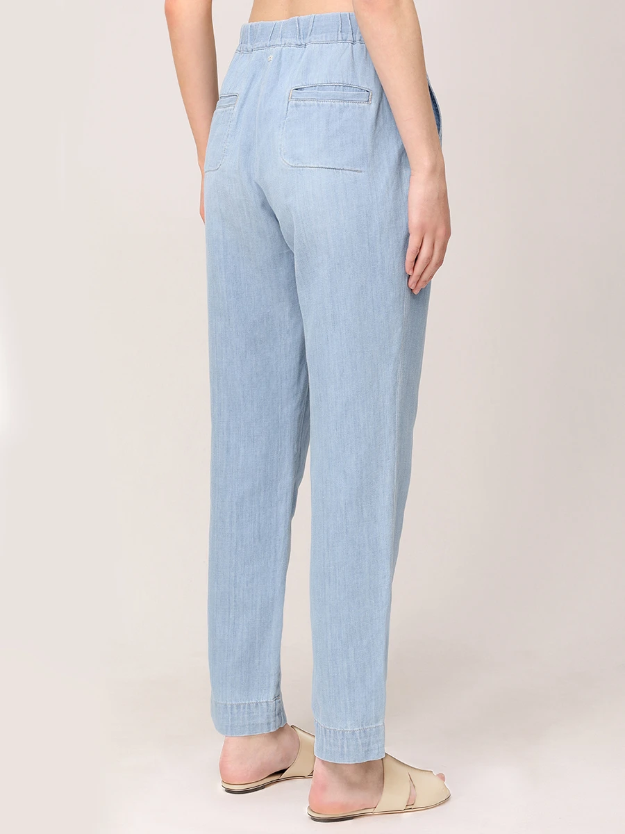 Брюки из хлопка и льна LORENA ANTONIAZZI E2539PA80O/9651 501 Голубой  Фото 3