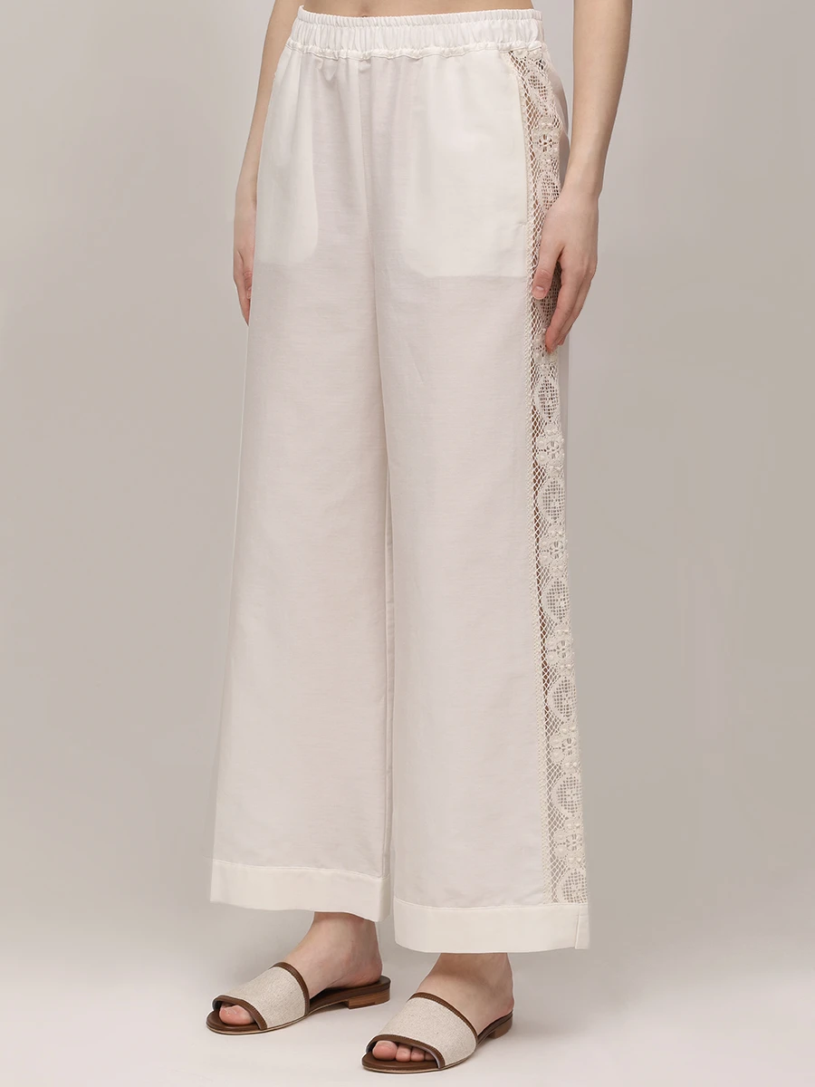 Костюм из хлопка и шелка LORENA ANTONIAZZI R2578CA52A/ R2578PA94B/4573 101 Белый  Фото 8