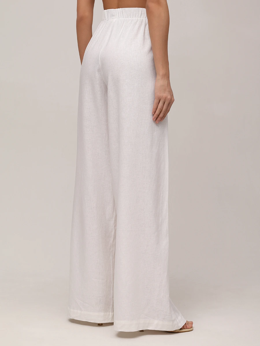 Брюки из вискозы и льна HINNOMINATE HMABW01852 BIANCO Белый  Фото 3