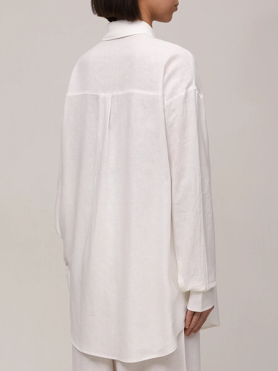 Рубашка из вискозы и льна HINNOMINATE HMABW01845 BIANCO Белый  Фото 3