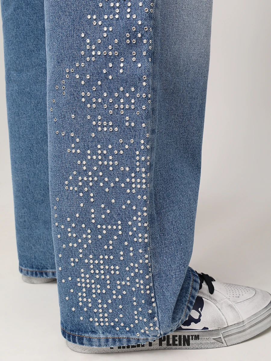 Джинсы Regular Fit хлопковые PHILIPP PLEIN MDT4039/07FR Голубой  Фото 6