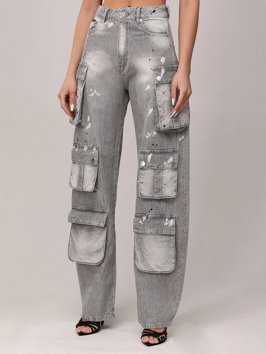 Джинсы-карго хлопковые PHILIPP PLEIN WDT2764/10GX Серый  Фото 4