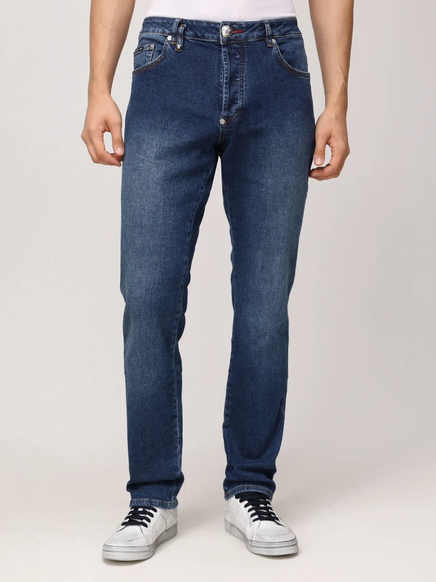 Джинсы Regular Fit хлопковые PHILIPP PLEIN MDT4016/08HS Деним  Фото 4