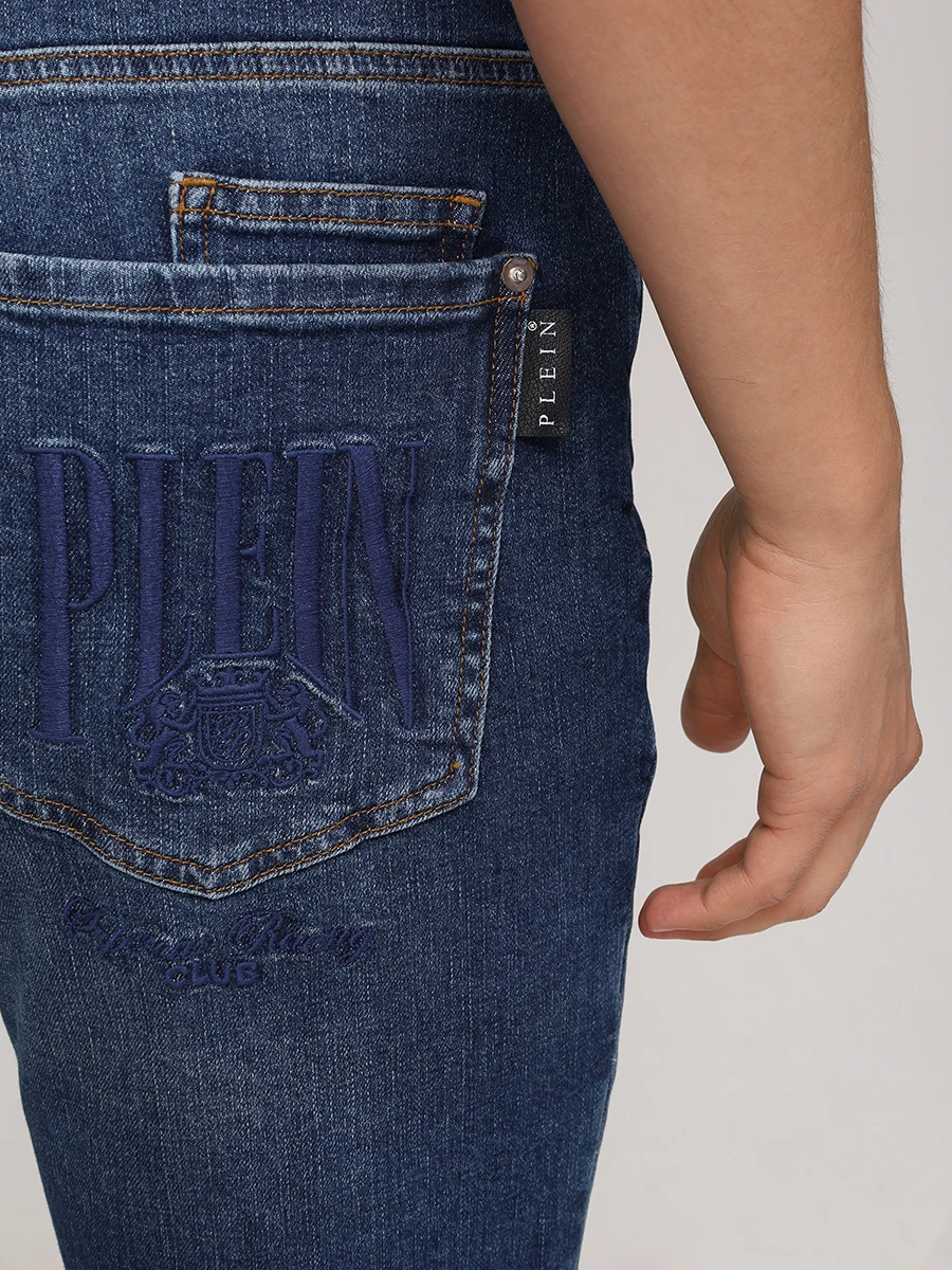 Джинсы Regular Fit хлопковые PHILIPP PLEIN MDT4016/08HS Деним  Фото 5