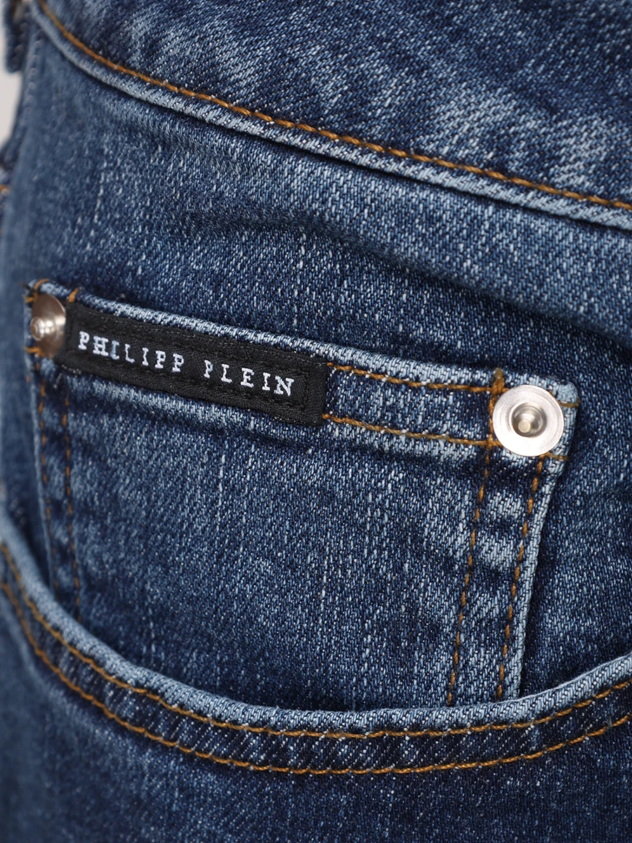 Джинсы Regular Fit хлопковые PHILIPP PLEIN MDT4016/08HS Деним  Фото 6