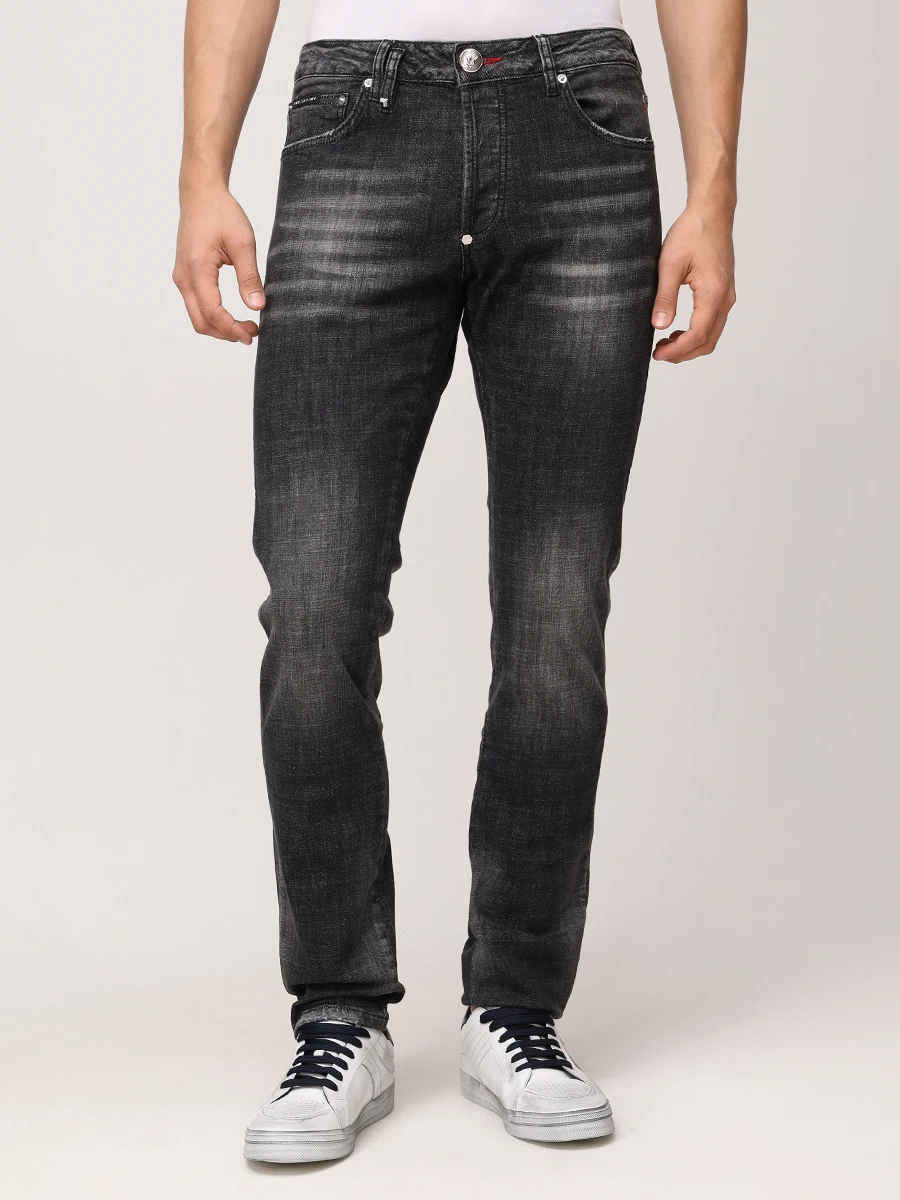 Джинсы Slim Fit хлопковые PHILIPP PLEIN MDT4016/02RX Серый  Фото 4