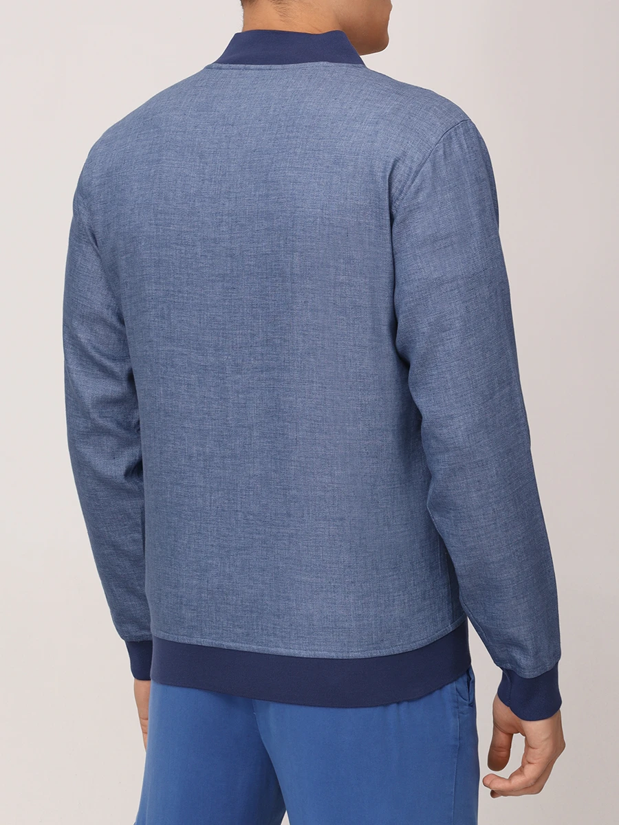 Бомбер льняной KITON UGO001H0921603001 Синий  Фото 3