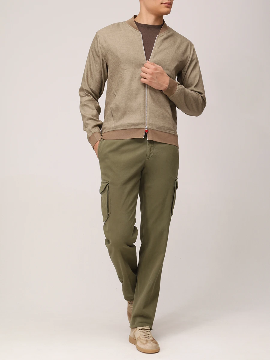 Бомбер льняной KITON UGO001H0921607000 Бежевый  Фото 2