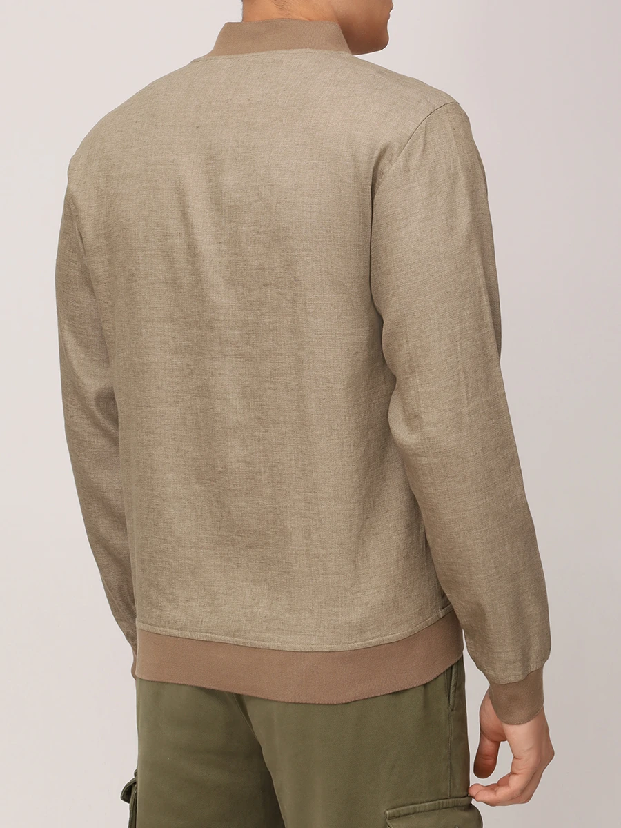 Бомбер льняной KITON UGO001H0921607000 Бежевый  Фото 3